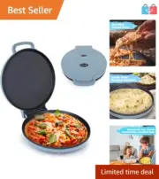 Compact 12-inch Pizza Maker & Multi-Function Oven with Cool-Touch Handle in Teal