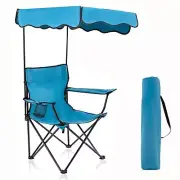 Folding Camping Chair with Shade Canopy and Cup Holder Beach Chair with Canop...