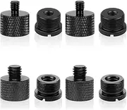 SAEHAEYEE 8Pcs Mic Stand Adapter Aluminum Microphone Thread Adapter Kit with 3/8 Female to 5/8 Male 3/8 Male to 5/8 Female 5/8 Female to 1/4 Male 5/8 Male to 1/4 Female Screw Adapter (Black)