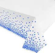Soft Plastic Rectangular Blue Confetti Dot White Table Cover