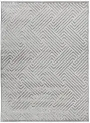 Empire Silver Braided Striped Geometric Rug