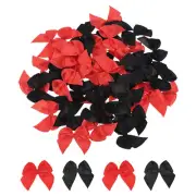 100Pcs Mini Ribbon Bows 1" Mini Fabric Satin Ribbon Flower Bows Black & Red