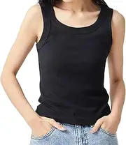 [AZIDWERYQ] Tank Top with Built in Bra for Women, Wireless Modal Womens Camisole Tank Tops Breathable Skin-Friendly Sleeveless Tops for Home Workout Yoga Top Built in Bra Black