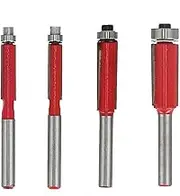 4Pcs/Set Woodworking Trimming Cutter Head with Bearing Straight Knife,Downcut Spiral Router Bits,Woodworker Tool for Wood Carving & Slot Mortise & Engraving & Grinding