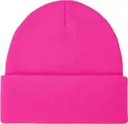 PLAIN BEANIE Unisex Mens Womens Winter Warm Hat Ski Cap Knit One Size - Fluro Pink