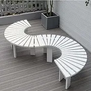 Outdoor Bench, 2-Person Wooden Curved Bench Seat, Half Round Park Tree Chair Weather Resistant Patio Furniture, for Garden Porch Lawn Backyard(Half Round)