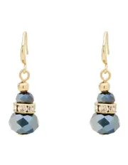 [Barcs] Glass Crystal Earrings in Navy