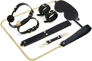 Leather Bondage Sm Suit Chain Collar， Handcuffs, Paddle, Gag, Leather Blindfold, Male And Female Training Sex Toy
