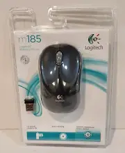 Logitech M185 Wireless Mouse Black & Gray Plug & Play USB-A Nano NEW ~ Sealed