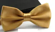 Mens Silk Satin Plain Tuxedo Solid Bow Tie Ties Wedding Necktie Light Gold
