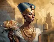 Diamond Painting Egyptian Pharaoh with Lotus Full Round Drill Embroidery Kit Diamond Dots Gifts Mosaic Cross Stitch Kit Paint of Rhinestones Beads for Home Wall Decor in Large Size 16x20Inch