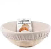 (22 cm) Round Banneton Proofing Basket Set - Brotform Handmade Unbleached Natural Cane For homemade Crusty Fresh Artisan Bread