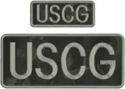 U S C G EMBROIDERY PATCH 4X10 AND 2X5 VELCR@ ON BACK GRAY ON BLK MULTICAM