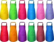 12 Kids Apron Adjustable Children Chef Painting Pocket Apron for Boys Girls
