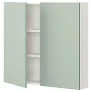 ENHET wall cb w 2 shlvs/doors, white/pale grey-green, 80x17x75 cm