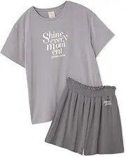 gelato pique(ジェラート ピケ) PWCT252229 Women's Logo T-shirt & Rib Shorts Set