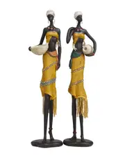 Peyton Lane Set of 2 Handmade African Woman Sculptures