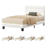 ALFORDSON Bed Frame Base King Single Size with Headboard and Slats, Harlene Series, Mattress Platform Foundation for Mattresses Toppers, Boucle Upholstery, White