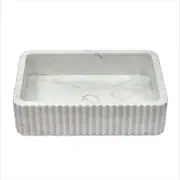 600*400*150mm Matte White Marble Stone Rectangle Above Counter Art Basin