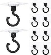10 Pieces Adhesive Ceiling Hooks, Sticky Hooks Clear Hooks for Walls No Damage, Ceiling Hooks for Hanging, Outdoor Clear Adhesive Hooks (10) (Black)