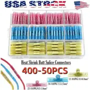400/200PCS Heat Shrink Butt Wire Splice Connectors 22-10AWG Crimp Terminals Kit