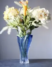 Vase 12 " Crystal Glass Blue Bud Vase Home Decor Bohemia Crystal Flower Vase