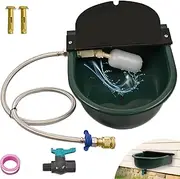 Boajf Automatic Dog Water Dispenser with Drainage System and Auto Fill, Food-Grade Plastic, Includes Waterer, Drainage Water Valve, Float Valve, Hose Quick Connector, for Horse, Chicken (Green)
