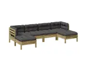 vidaXL 6 Piece Garden Sofa Set with Cushions Impregnated Wood Pine