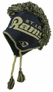 Outerstuff NFL Youth St. Louis Rams Mohawk Tassel Knit Beanie Hat, Navy / Gold