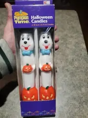 Vintage Pumpkin Time Halloween Ghost Pumpkin Taper Candles 10" set K-Mart