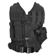 Black USMC Tactical Vest - Combat Assault Airsoft Army Molle Attachment Rig Top