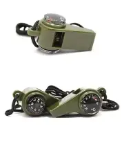 3-in-1 Emergency Survival Gear -Whistle, Compass, Thermometer for Camping Hiking