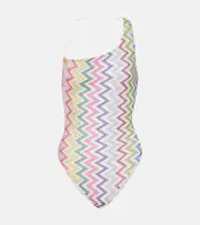 [Missoni] Missoni Zigzag one-shoulder lamé swimsuit AU 14 multicoloured