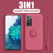 For Samsung S25 A54 A52 S21 FE S22 S23 S24 Ultra Silicone Ring Stand Case Cover