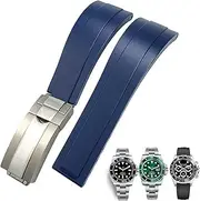 [DJDLFA] 20mm 21mm Rubber Watchband For Rolex Daytona Submariner GMT Yacht-Master OYSTERFLEX Silicone Strap Deployment Buckle Bracelets