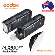 AU Godox AD200Pro TTL 2.4G Pocket Camera Flash + 95cm bowens mount softbox KIT