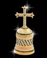 Artist Greg Arbutine Metal Cross Box Gold Enamel & Emerald Green AAA+ Crystals