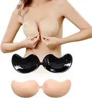 [Hasimor] Sticky Bra Strapless Adhesive Bra Push Up 2PCS Reusable Strong Stickness Backless Bra Lift for Women