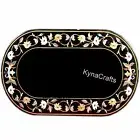 Border Design Inlay Work Patio Table for Garden Black Marble Dining Table Top
