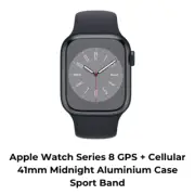 Apple Watch Series 8 GPS + Cellular 41mm Midnight Aluminium Case Sport Band