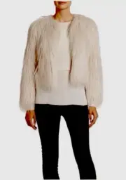 ELIE TAHARI Carli Cream Faux Fur Bolero Jacket! M