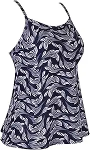 [JINXUEER] Women's Plus Size Flowy Swimsuit Crossback Tankini Top Modest Swimwear
