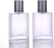2 Pack,50ml Frosted Glass Fine Mist Atomiser,Empty Glass Square Perfume Atomizer Spray Pump Bottle Travel Refillable Bottle for Liquid Fragrance Cosmetic Container