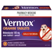 Vermoxx Treatments for Threadworm 2 Tablets - Orange Kills Worms Hookworm