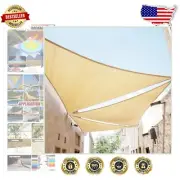 Triangle Shade Sail 16' x 23' x 28' - 95% UV Block, Beige HDPE Fabric