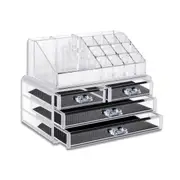 Cosmetic 4 Drawer Makeup Organizer Storage Jewellery Box Clear Acrylic