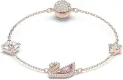 Dazzling Swan Bracelet, Brilliant White Crystals with Radiant Rose-Gold Tone Plated Chain, from the Swarovski Dazzling Swan Collection