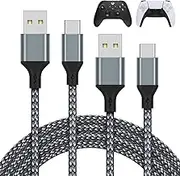 2 Pack 10FT Charger Charging Cable for PS5 Controller/for Xbox Series X/for Xbox Series S Controller, Replacement USB C Cord Nylon Braided Type-C Ports Accessories for Nintendo Switch(Grey)