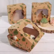12 BROWN 6" Tropical Leaf Dessert Bakery CAKE BOXES with Window Party Supplies