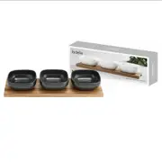 Ladelle Essentials 4 Piece Bowl & Tray Set - Charcoal